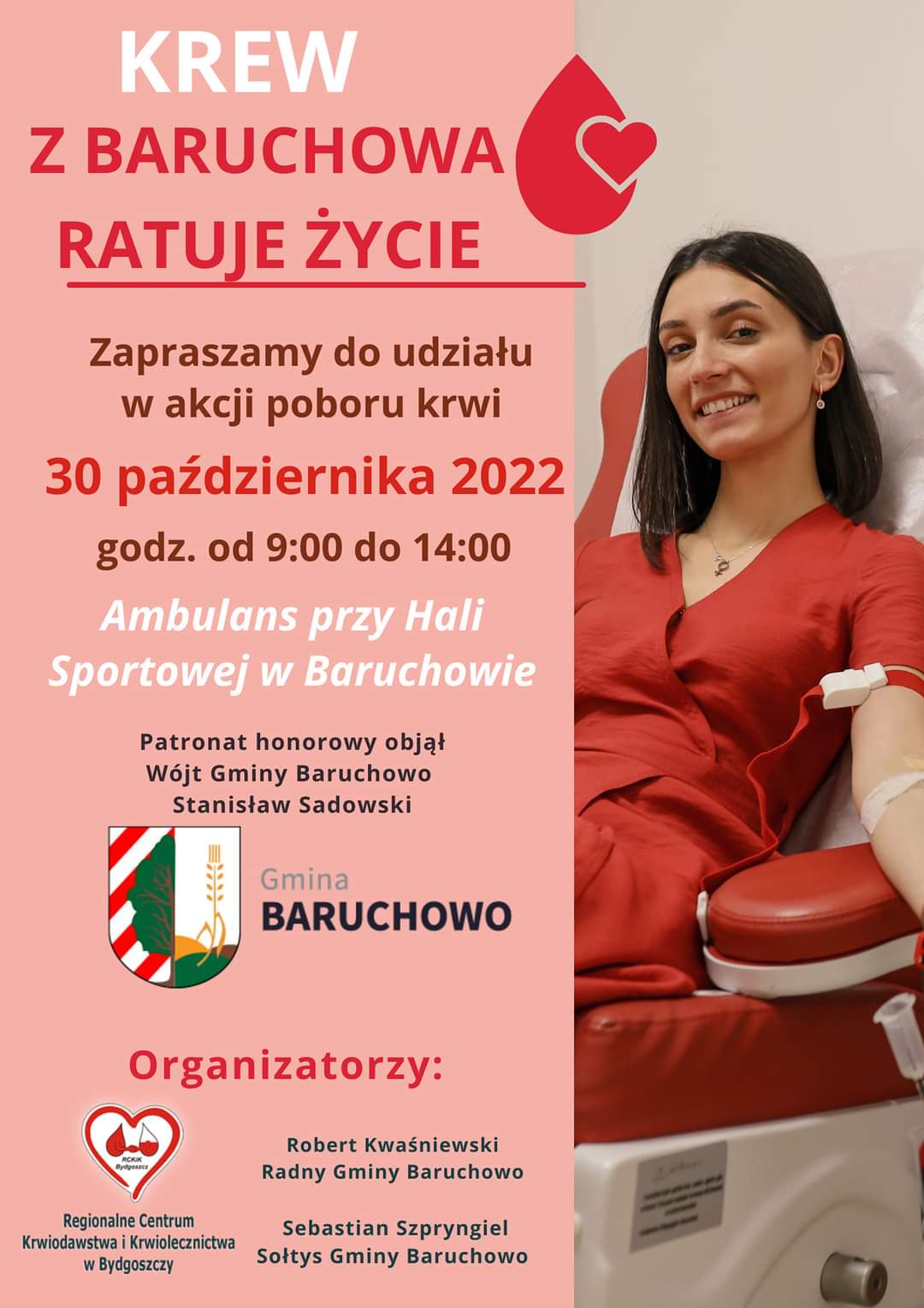 Plakat z informacjami dotyczący poboru krwi